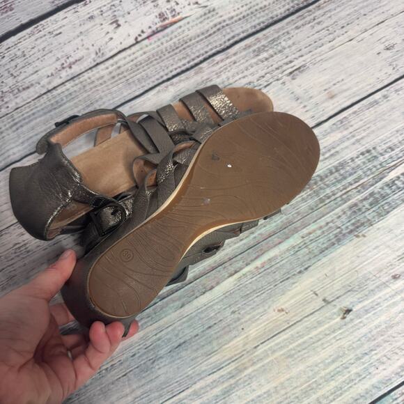 Dansko Vivian Gladiator Sandal Pewter Nappa Leather Strappy Wedge Size 9 - Picture 5 of 5